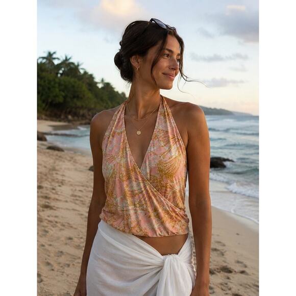 Kimchi Blue Tops - Kimchi Blue Pastel Halter Tie Top Summer Beach Vacation Size Medium